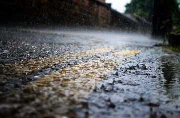 raindrops falling on pavement